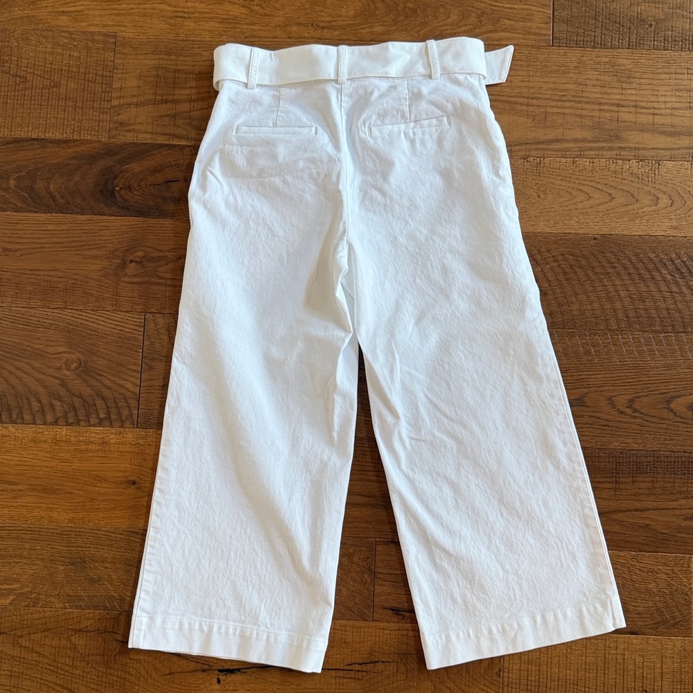 LOFT White Wide-Leg Cropped Belted Pants - Picture 2 of 7